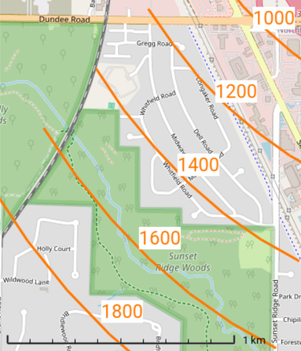 Northrook IL USA circular theoretical grid.